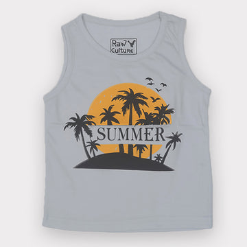 SKY BLUE SUMMER TREES PRINT SANDO FOR BOYS